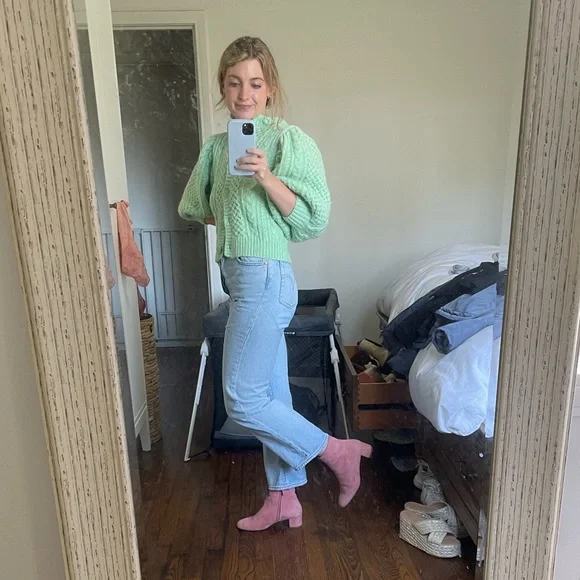 Pink Suede Booties - Picture 2 of 4